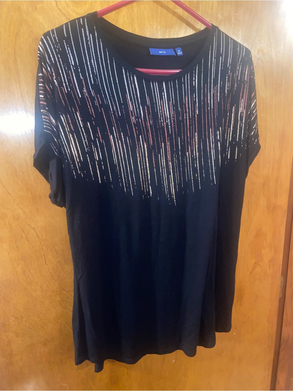 Apt. 9 Black Short-Sleeve Tee with Metallic Accents Size XL